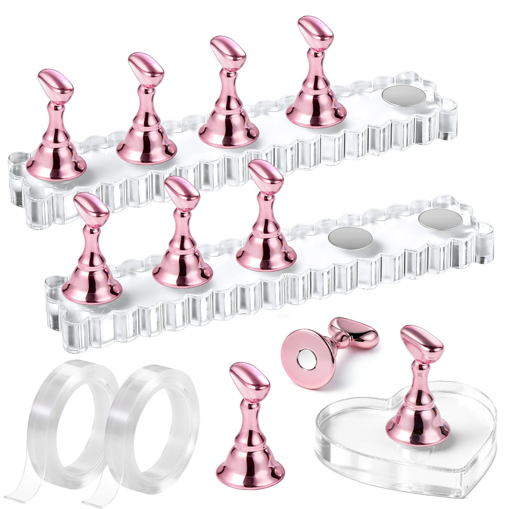 Fandamei: soportes para uñas 2-set con base magnética para practicar con estabilidad.