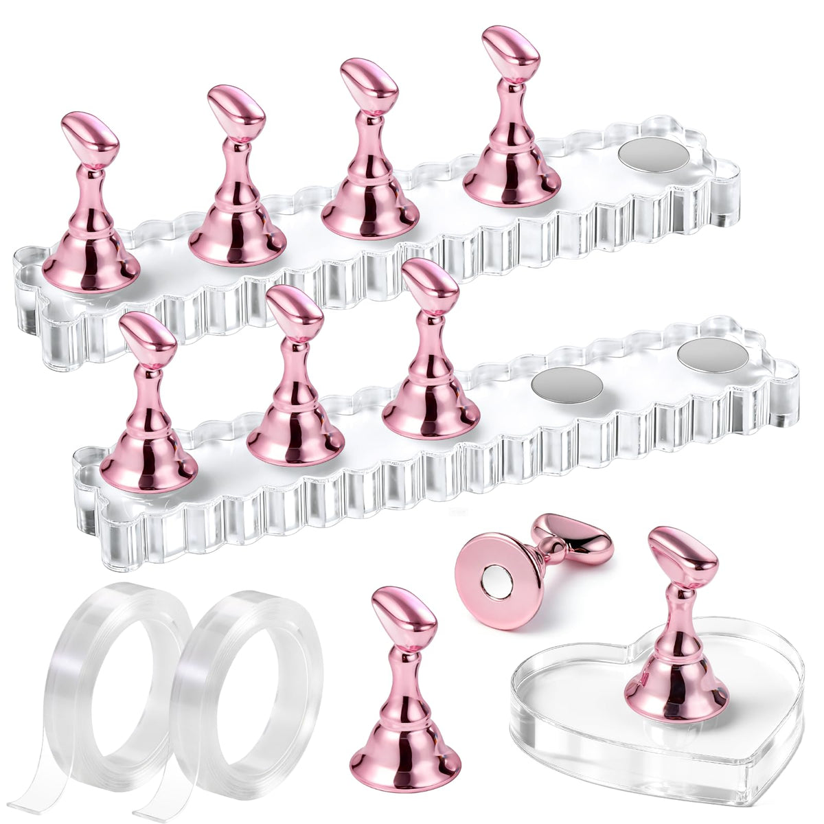 Fandamei: soportes para uñas 2-set con base magnética para practicar con estabilidad.