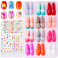 Uñas FANDAMEI con 12 estilos brillantes para looks divertidos.