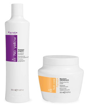 Fanola champú antiamarillos en envase de 350 ml, ideal para neutralizar tonos indeseados.
