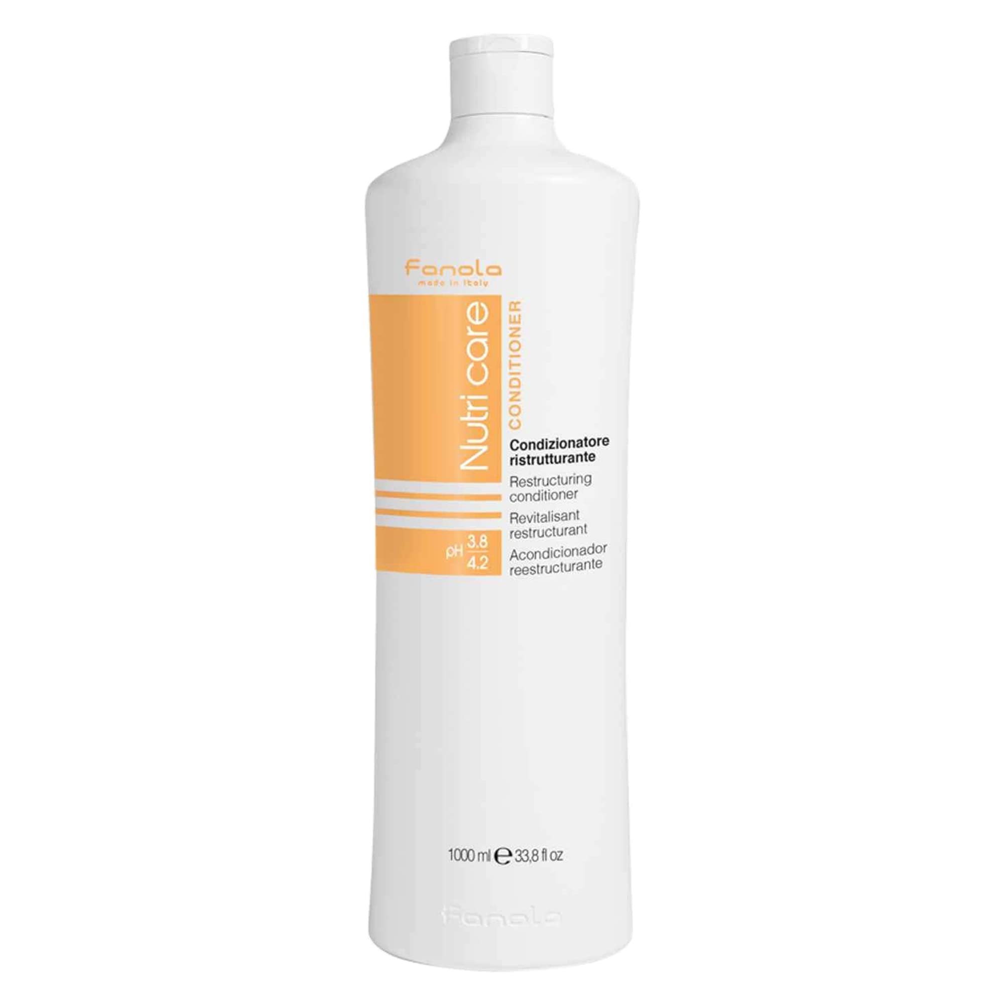 Fanola Acondicionador Reestructurante: botella muestra reparación suave y nutrición para el cabello