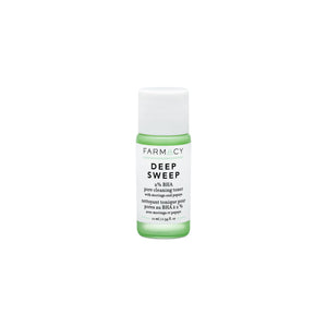 Farmacy Deep Sweep Toner: botella 2% BHA para poros limpios.