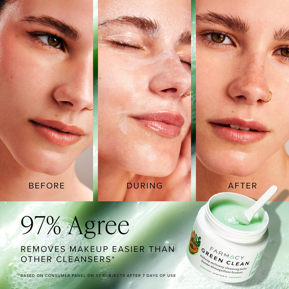 Farmacy Green Clean, formato en aceite para desmaquillar maquillaje impermeable sin esfuerzo.