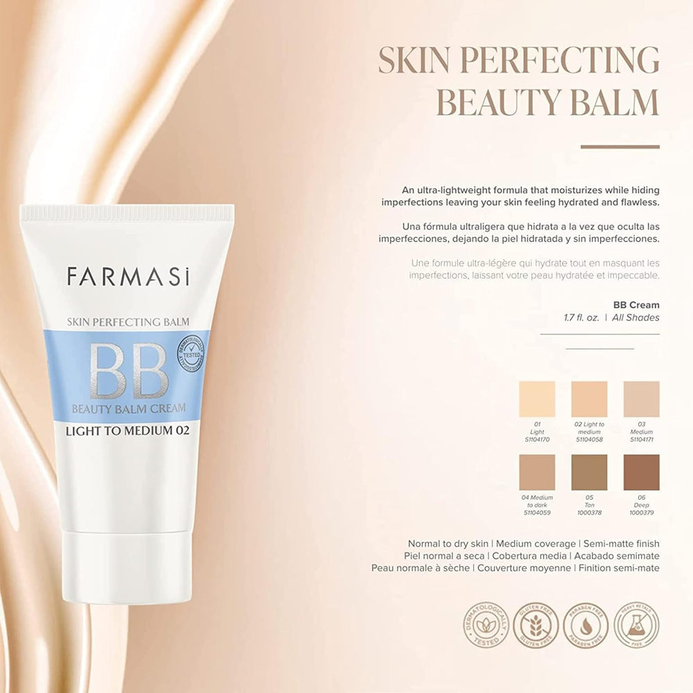 FARMASi BB Cream difuminada con brocha para un acabado uniforme.