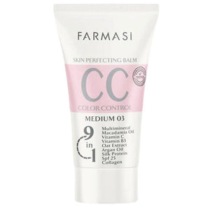FARMASi CC crema tono medio en botella corrige tono sutil.