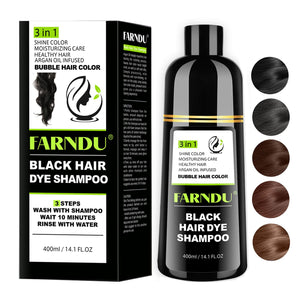 Farndu champú color canas, botella mostrando cobertura de canas