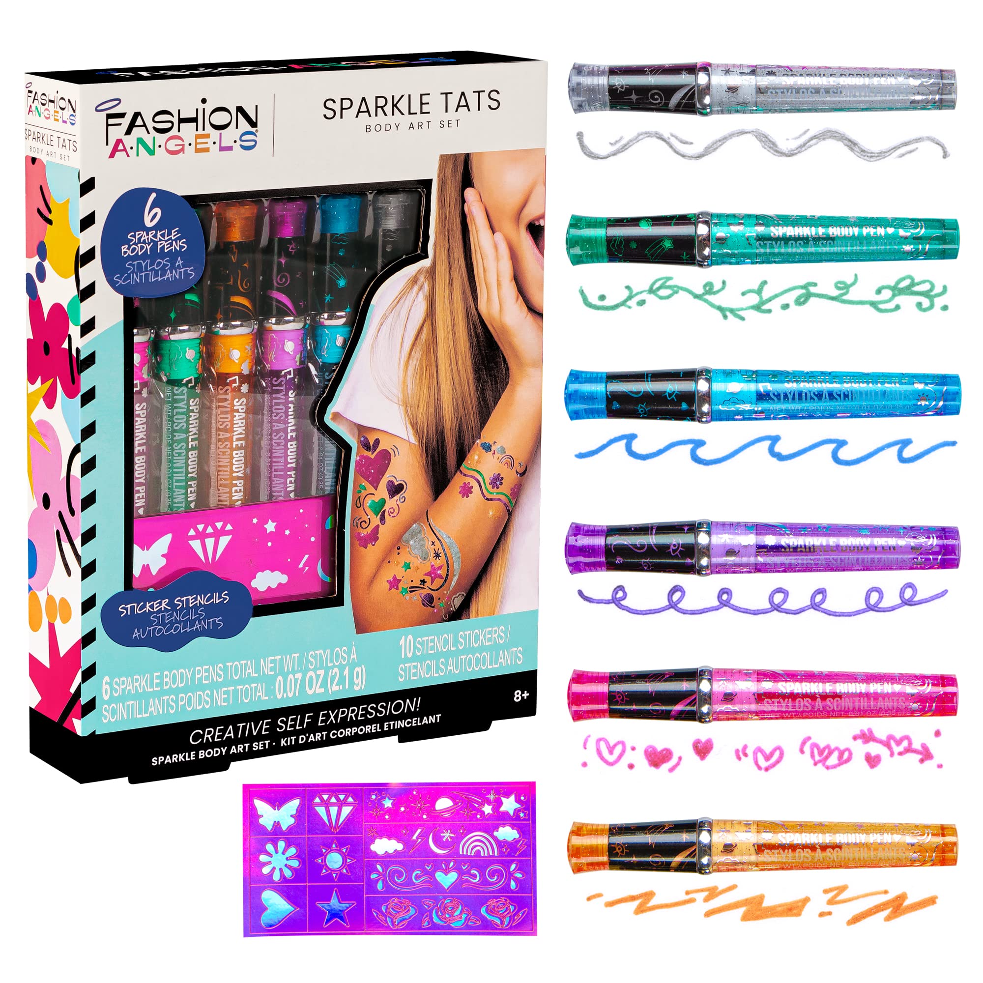 Fashion Angels Sparkle Tats: bolígrafos brillantes para tatuajes temporales fáciles de aplicar