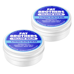 Balsamo Fat Brothers con sebo de res en lata de metal para hidratacion profunda de labios.