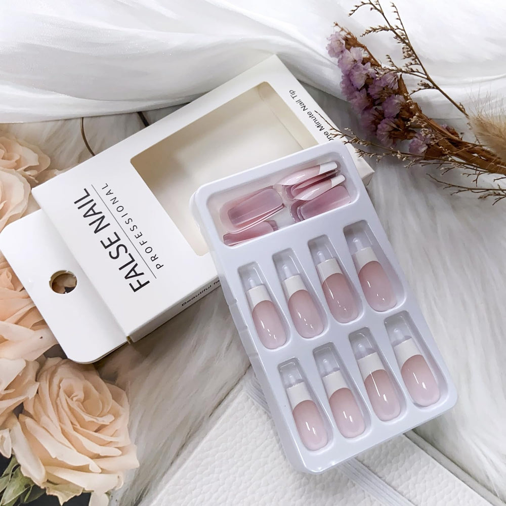 FBABFBUO uñas Frances mediano, forma cuadrada para comodidad