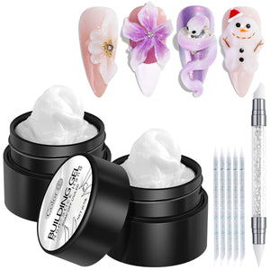 Fcozpjk kit gel 3D blanco para dar volumen y textura a uñas.