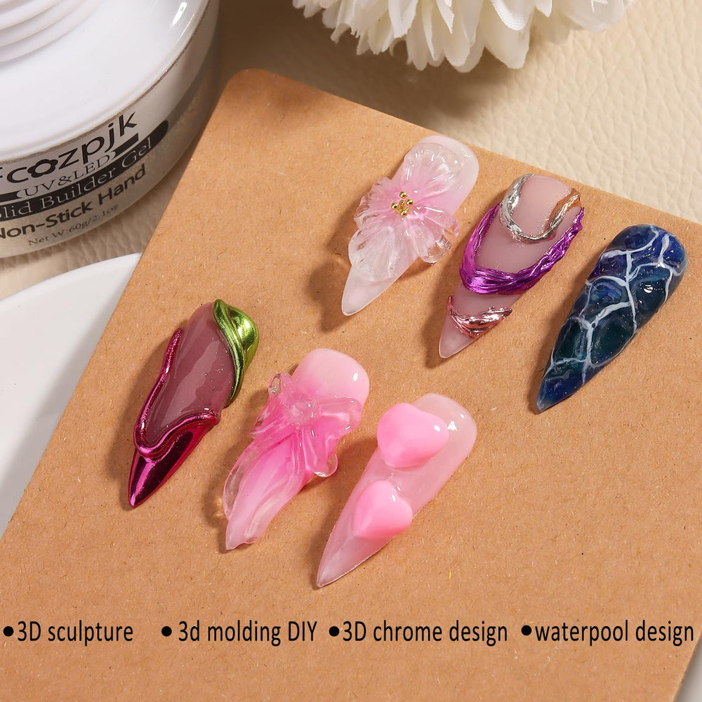 Arte de uñas con extensión usando gel Fcozpjk, aplicación y modelado
