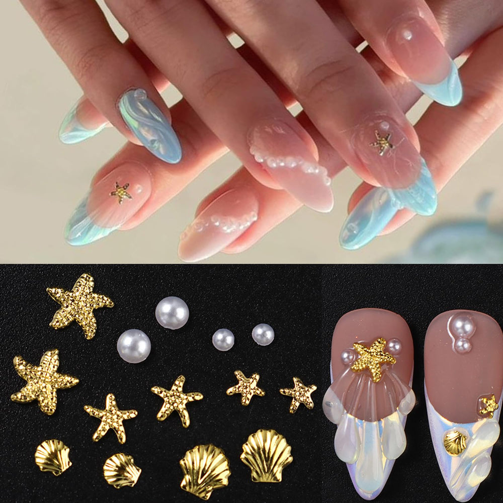 Uñas 3D FDSQHSA con estrella y concha para estilo veraniego
