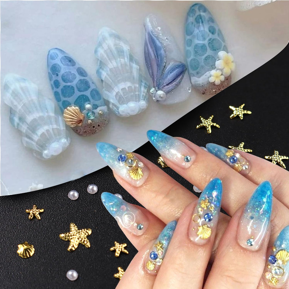 Joyas para uñas FDSQHSA concha marina dorada para diseño elegante y duradero