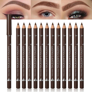 FeiCuiYun 12 piezas lapices cejas madera marron relleno natural para todo el dia