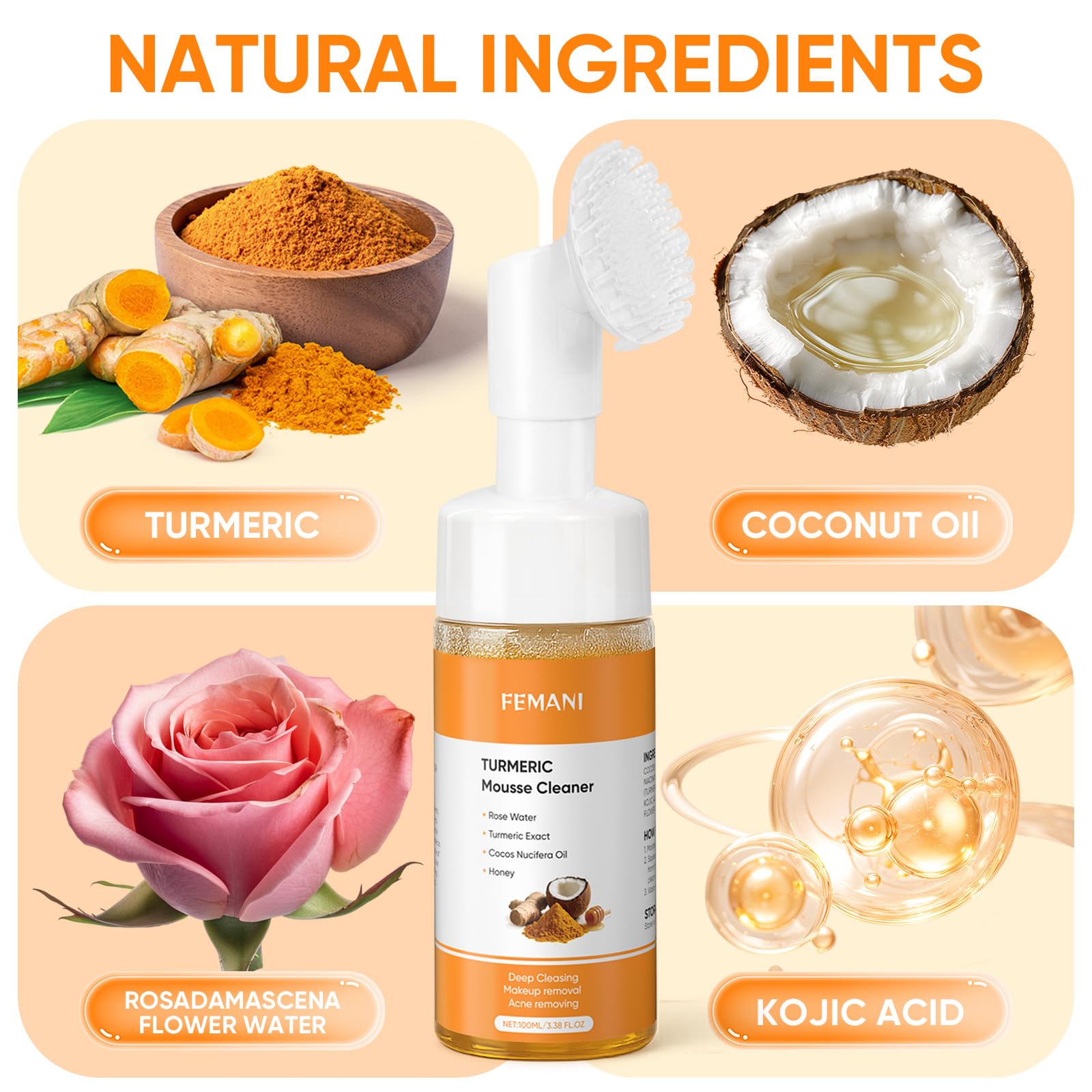 Femani Glow Wash Curcuma Cuerpo: exfolia suavemente y cuida la piel en todo el cuerpo.