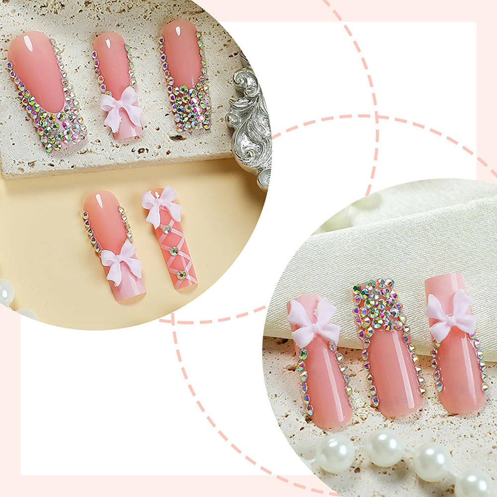 Uñas acrílicas FIEONCIY cubierta total con diseños elegantes.