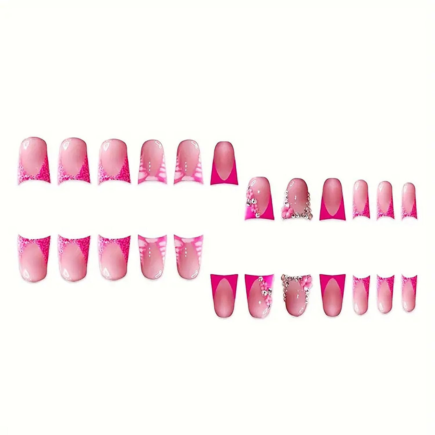 Kit FIEONCIY de uñas pato incluye lima y adhesivas para aplicación rápida.