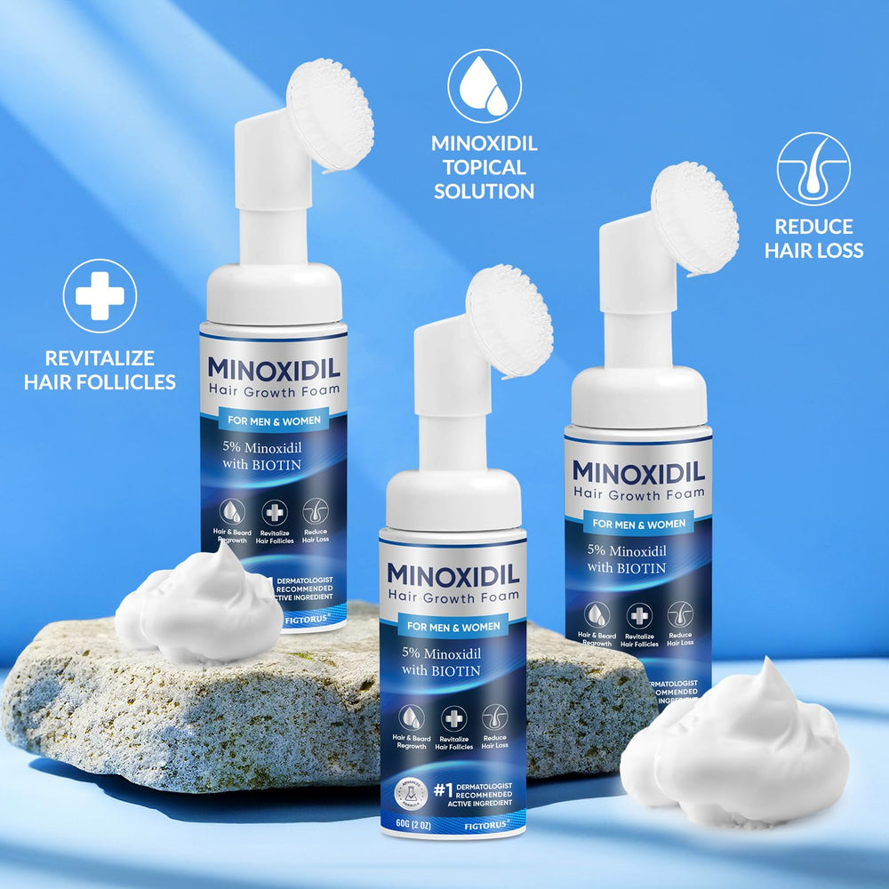 Figtorus Minoxidil Espuma aplicada con las manos para un tratamiento cómodo.