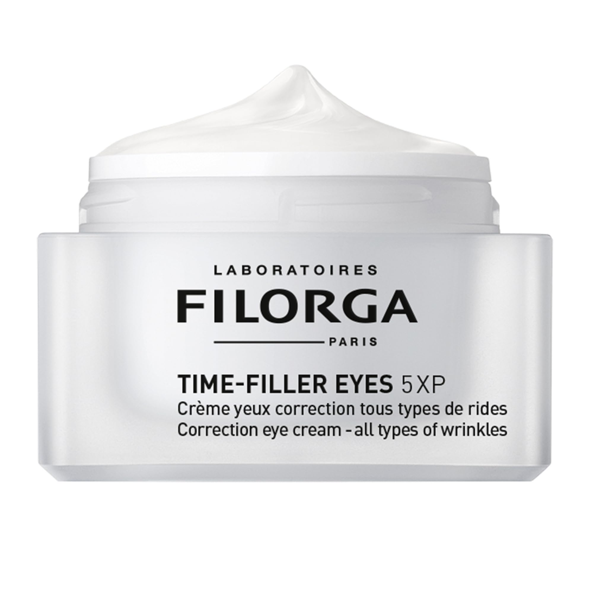 Filorga Time-Filler Eyes aplicado alrededor de los ojos suaviza líneas.