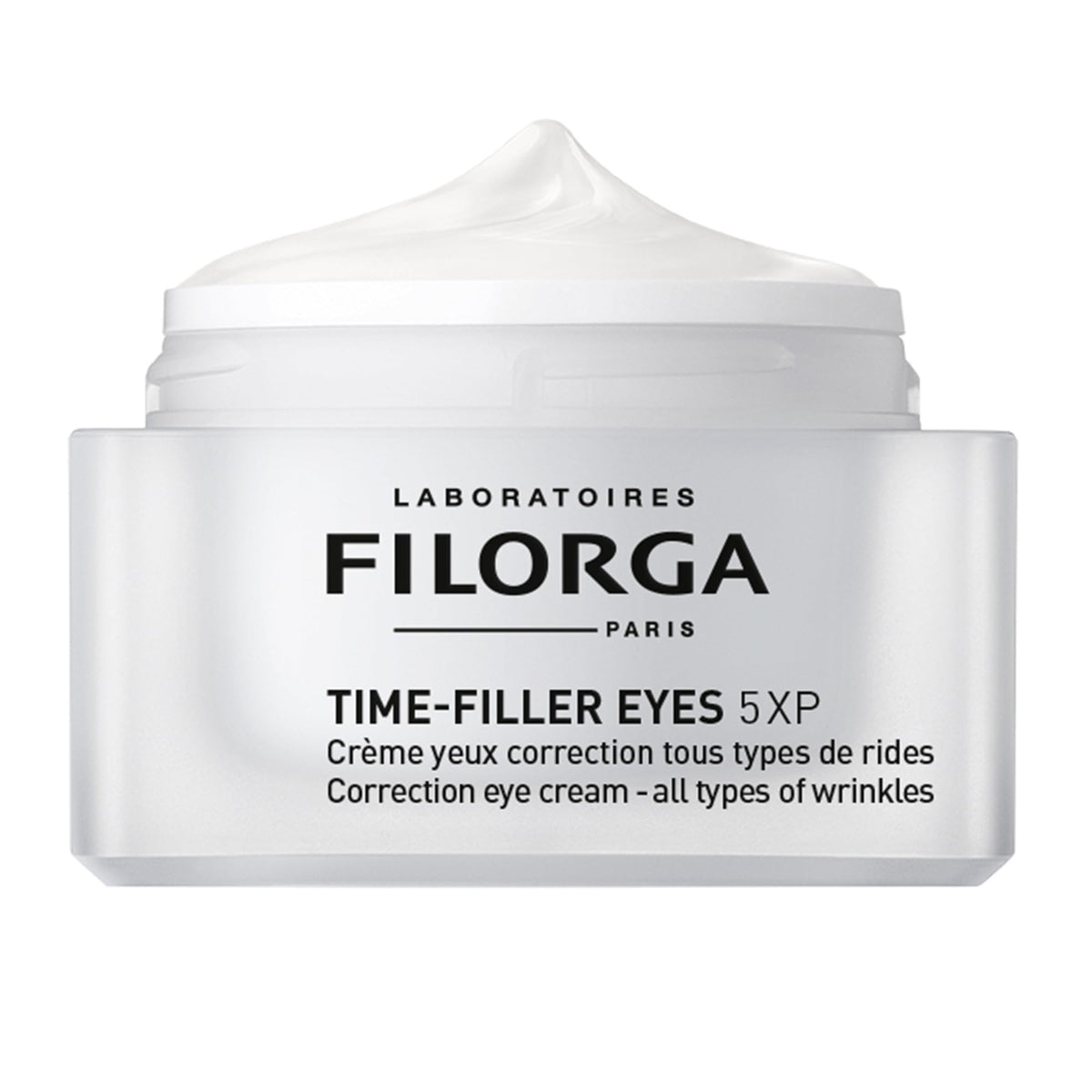 Filorga Time-Filler Eyes aplicado alrededor de los ojos suaviza líneas.