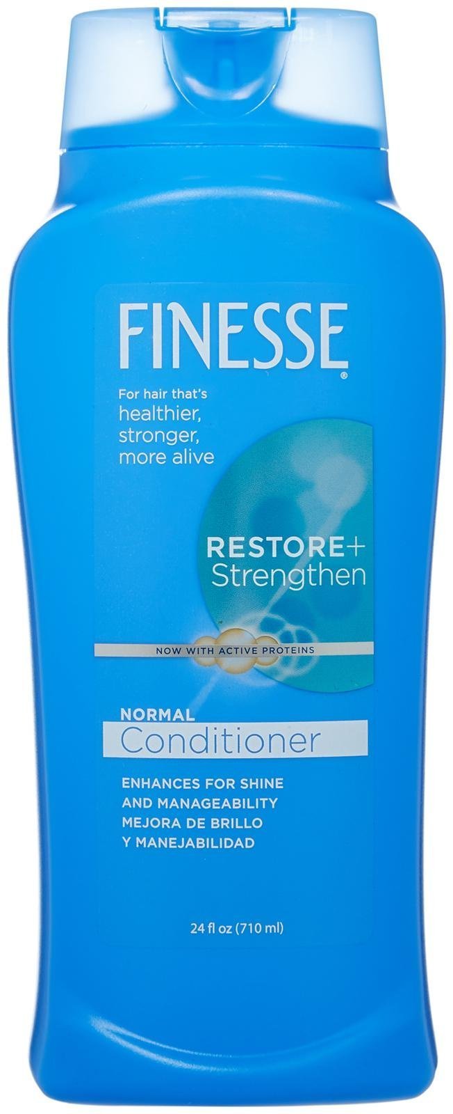 Acondicionador Finesse Restore: botella con cabello más suave y manejable