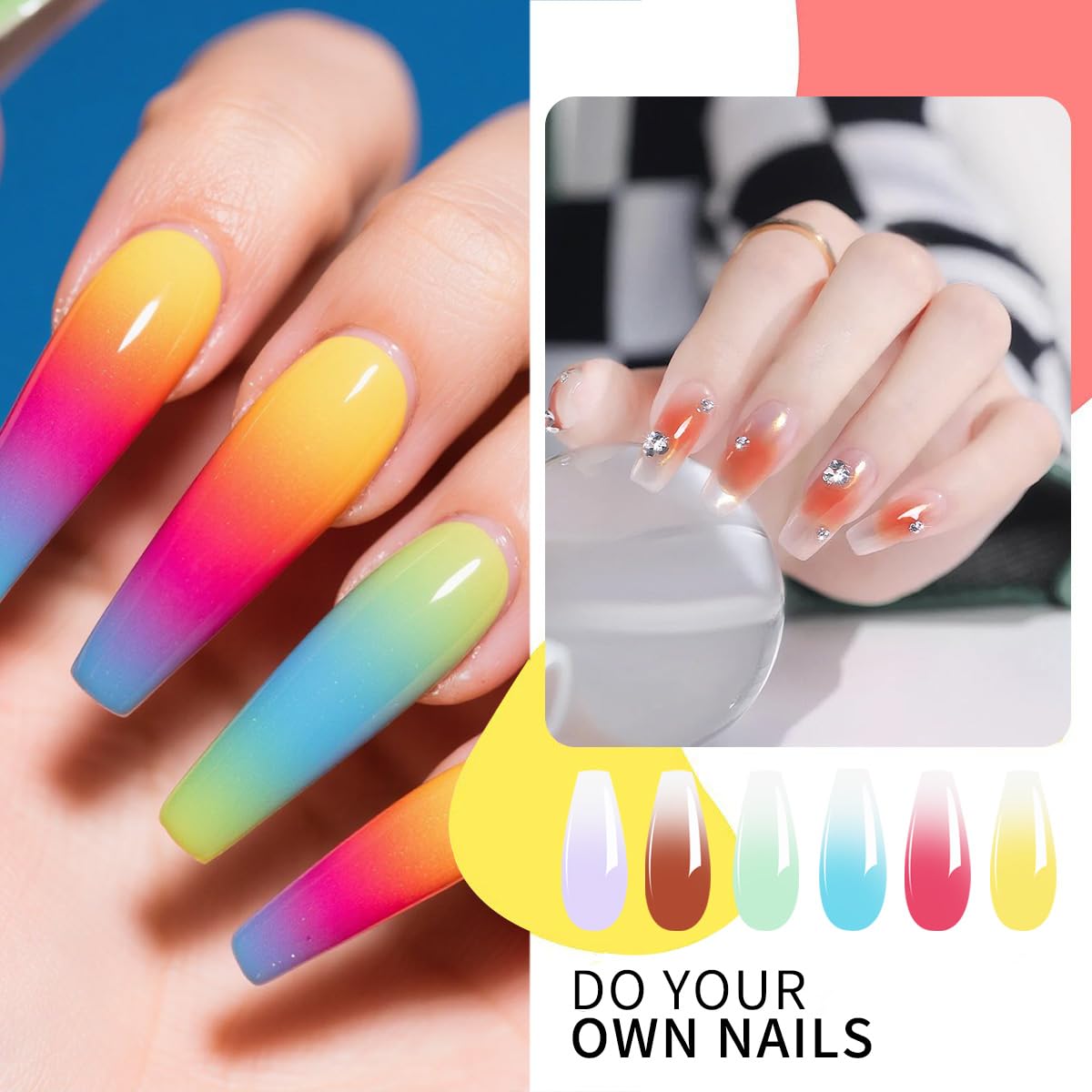 Finger Secret Ombre Gel Aplicación Sin Goteo, resultado limpio.