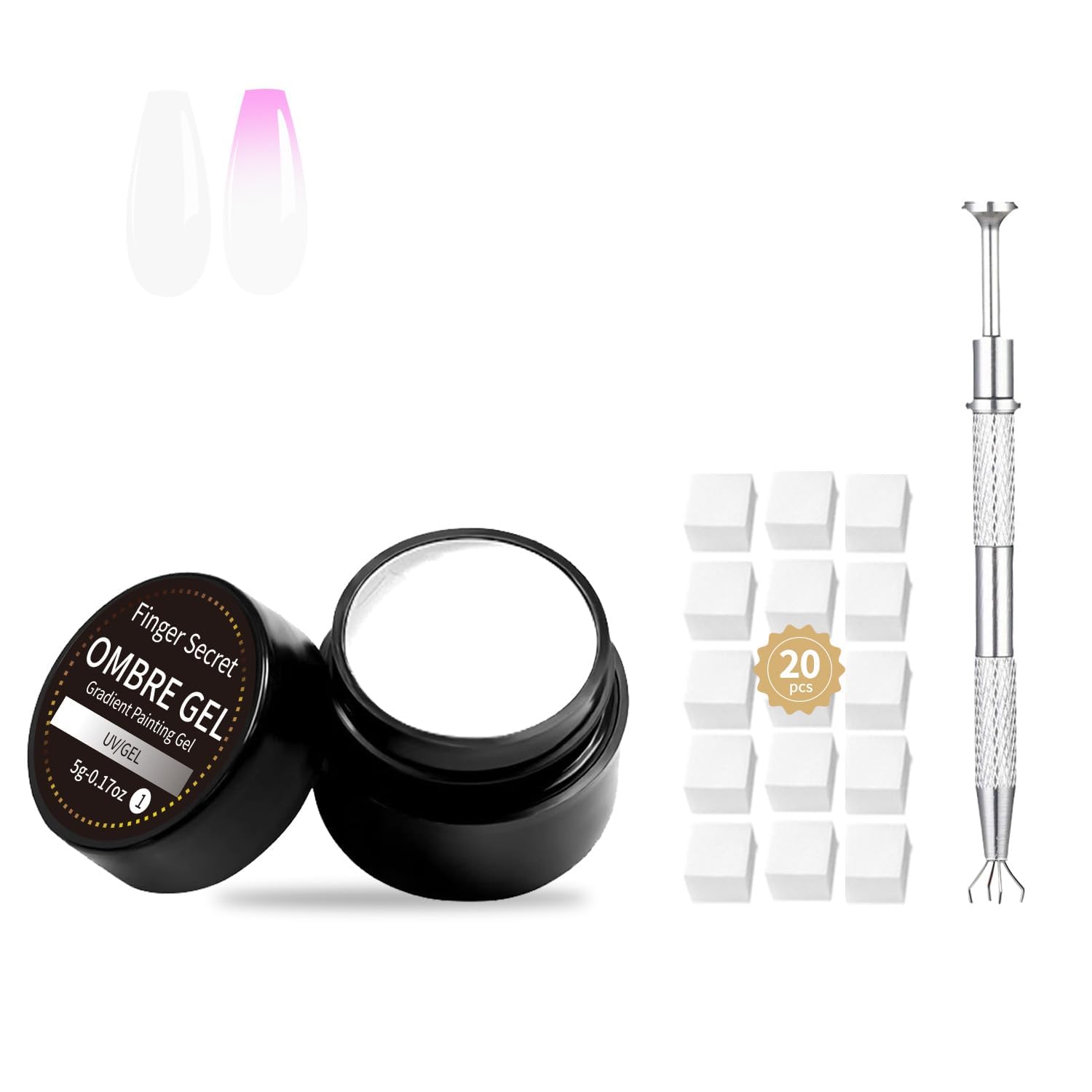Finger Secret Ombre Gel Esmalte Blanco, perfecto para un degradado suave en uñas.