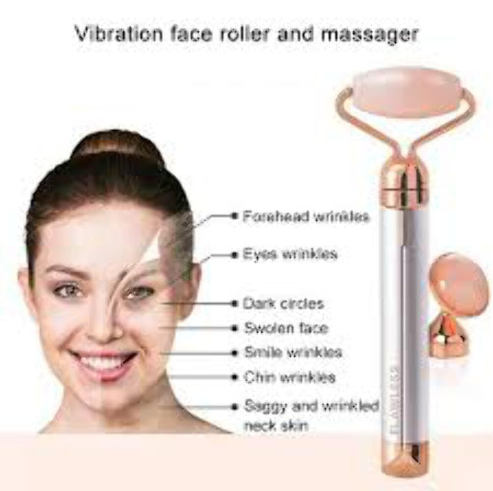 Dos cabezas de cuarzo rosa para uso facial y ocular con Finishing Touch Flawless Contour.