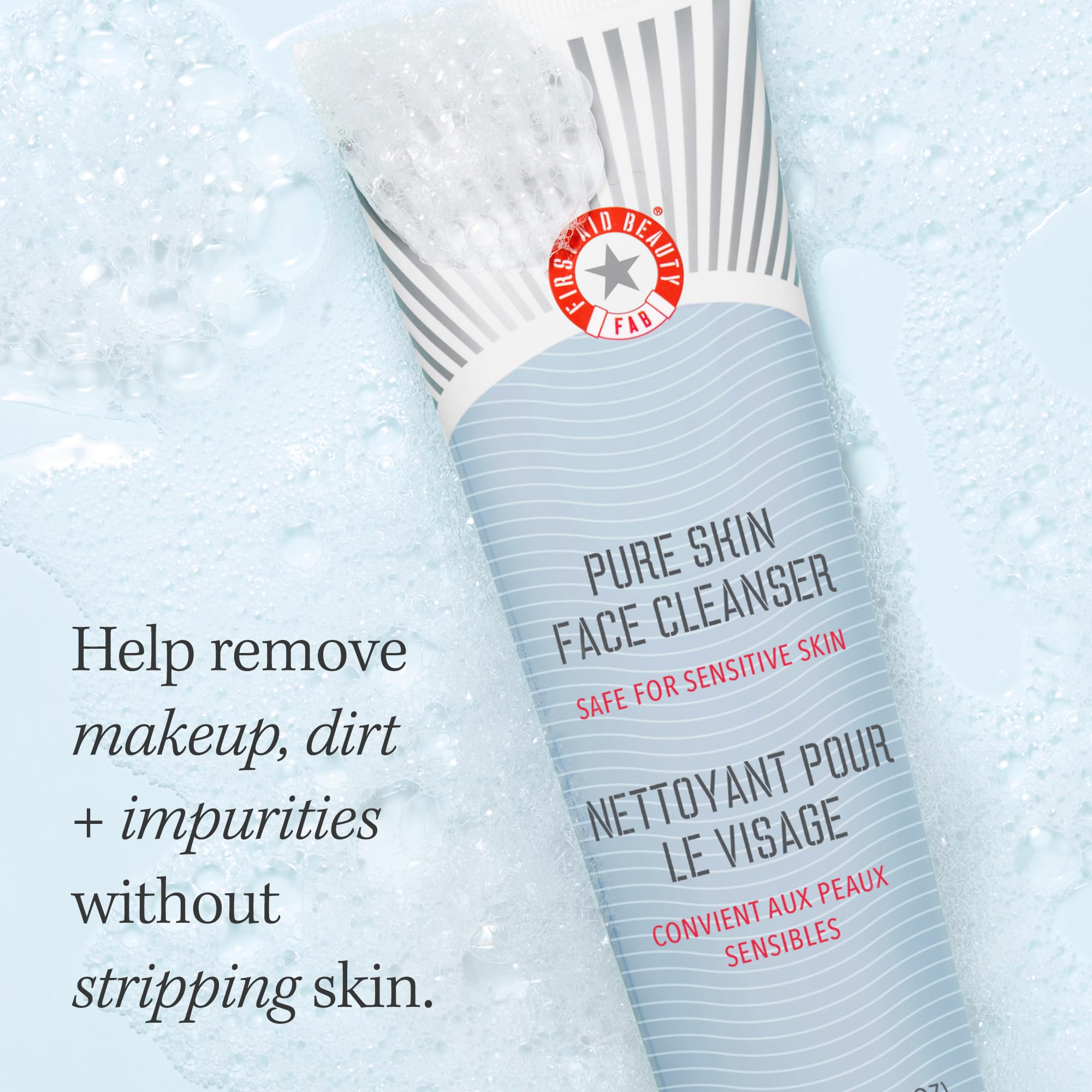 First Aid Beauty limpiador facial Piel Pura, espuma suave que limpia sin irritar