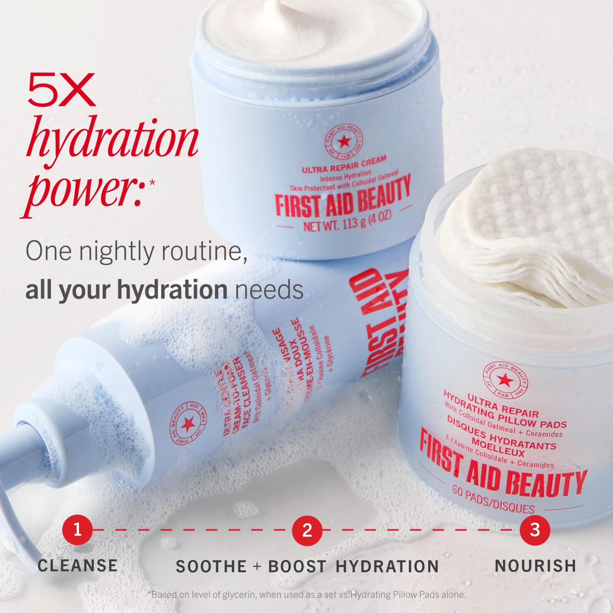 First Aid Beauty uso diario suave para piel sensible.