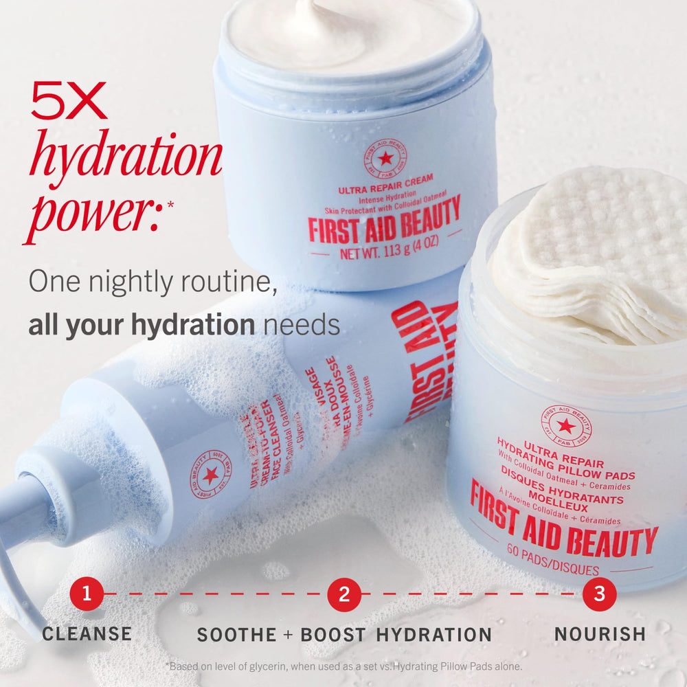 First Aid Beauty uso diario suave para piel sensible.