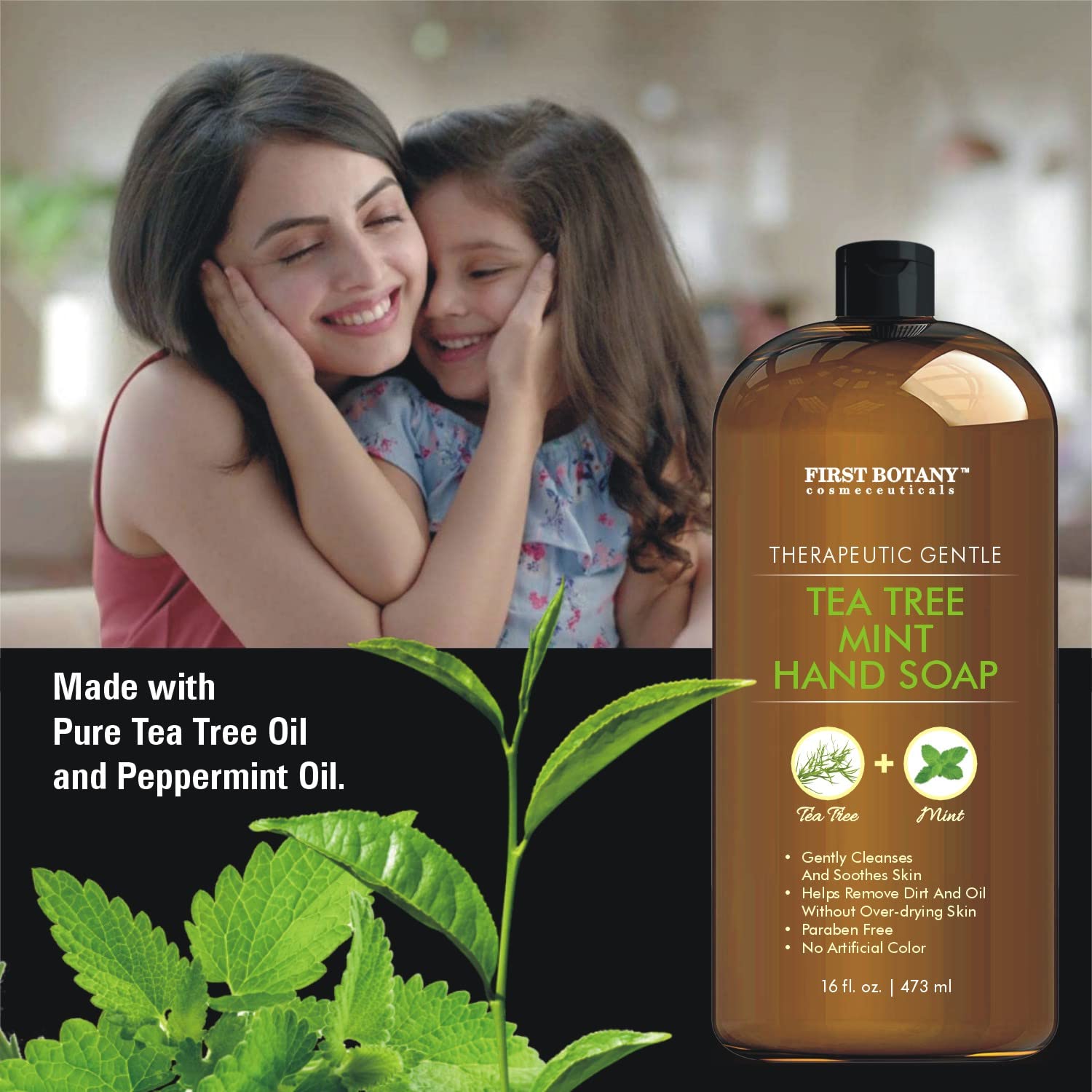 First Botany Jabón Tea Tree Mint, manos cuidadas tras uso diario.