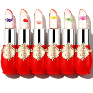 Firstfly labial de gel con flor, conjunto de seis piezas, brillo suave y flor de acento.