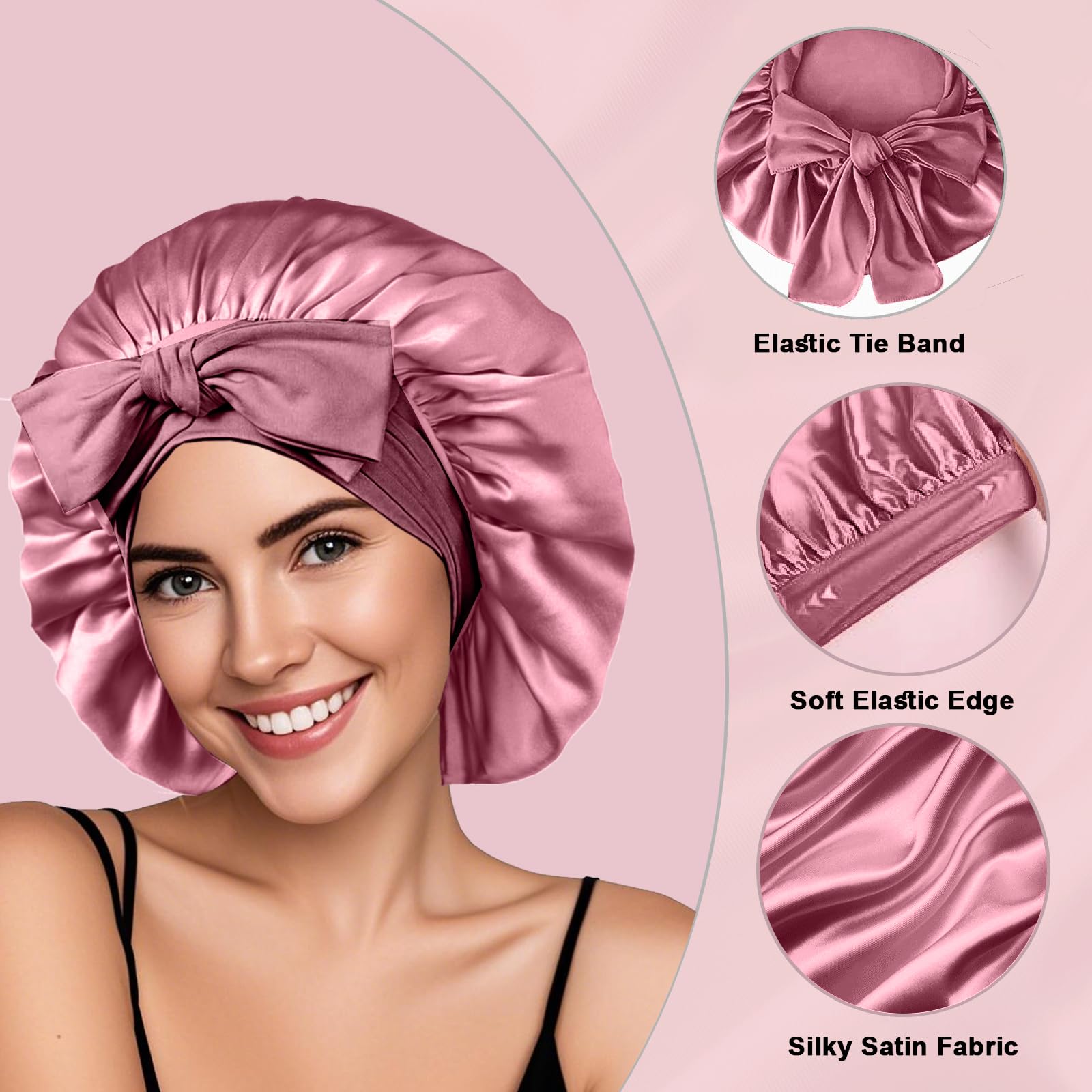 FIRSTPELLA bonete satin para cabello rizado, ajuste cómodo durante la noche.