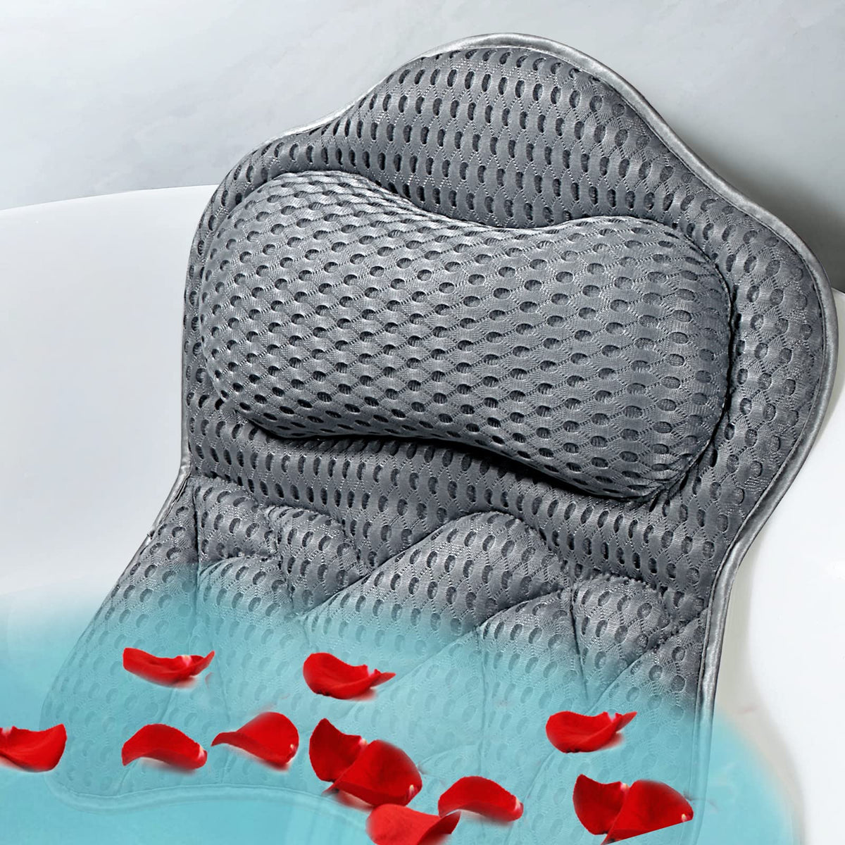 Almohada de bano Fitheaven con ventosas firmes para evitar deslizamientos.