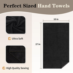 FIXSMITH toallas de mano 16x27 negras, absorbentes para piel suave.
