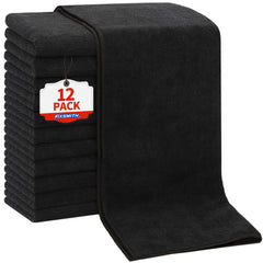 FIXSMITH toallas de salón 12 unidades negras, secado rápido para cabello mojado.