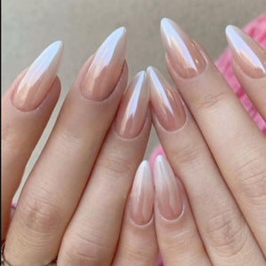 Uñas postizas FJSMTOPL almendra ombre brillante para un look moderno