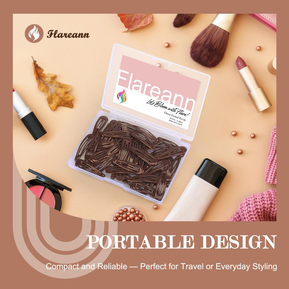 FLAREANN clip marrón brillo 2pulgadas: versátil y elegante para cualquier atuendo.