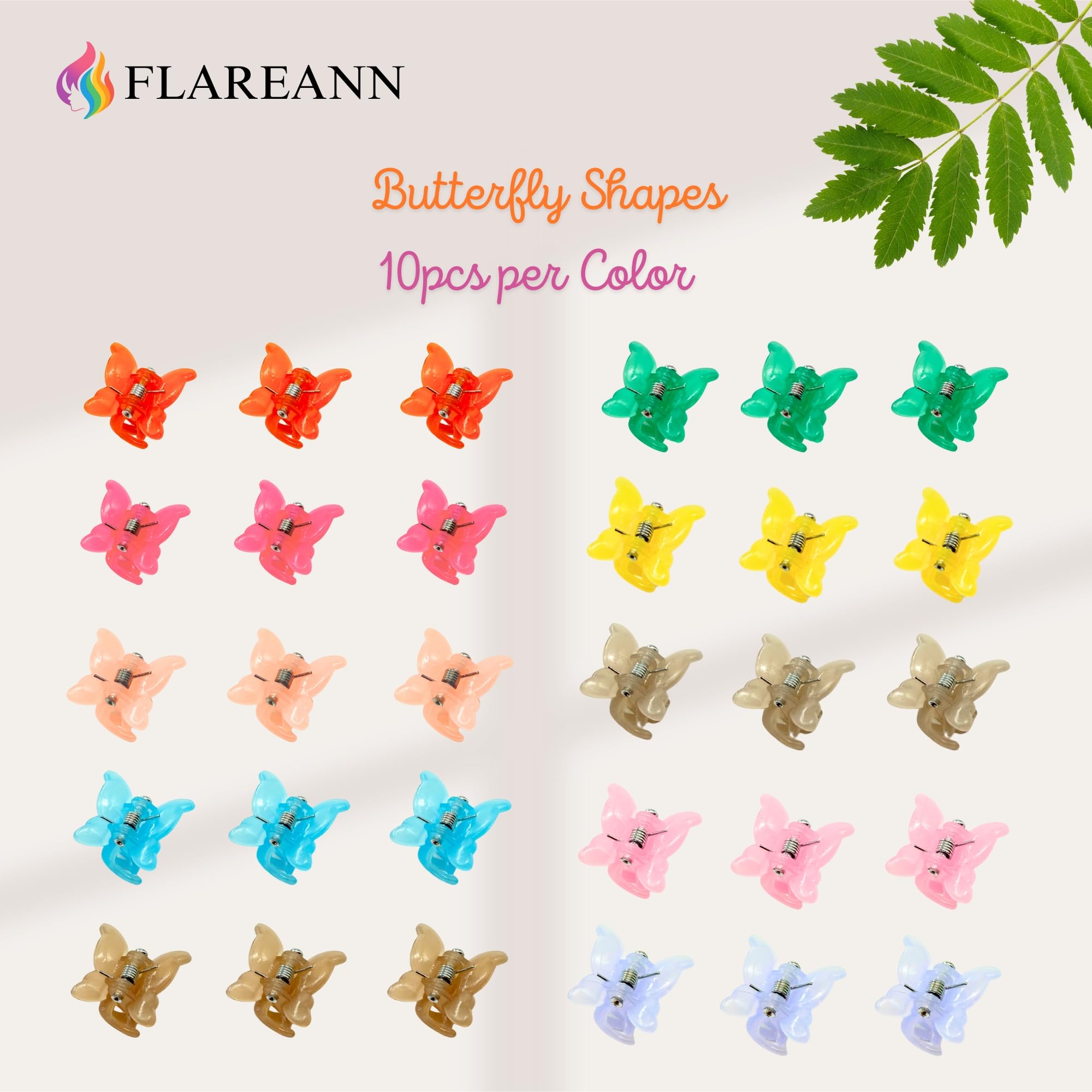 Clips FLAREANN mariposa mini para niñas: colores brillantes para peinados divertidos.