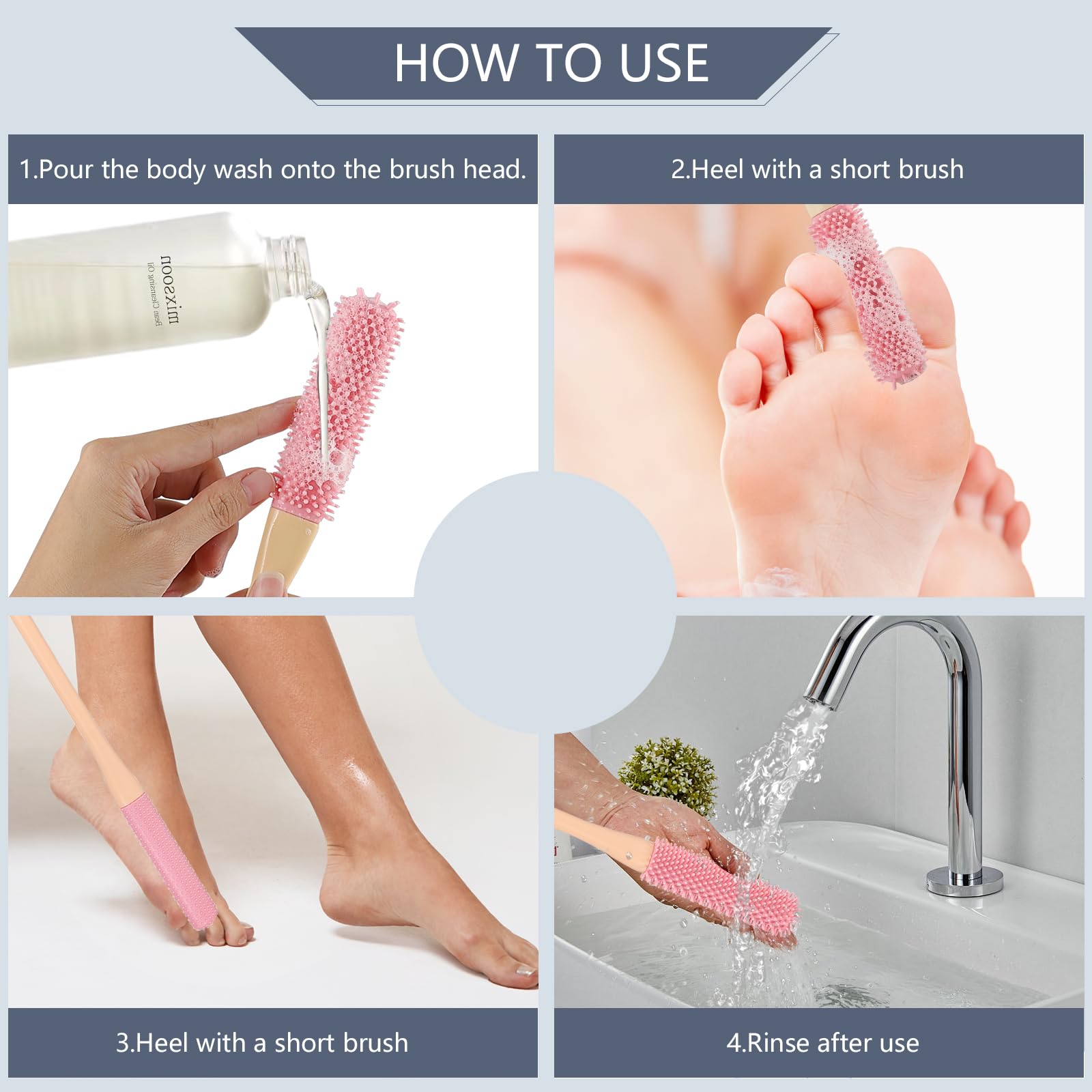 FLCODE Cepillo para pies en la ducha, limpieza sin esfuerzo.
