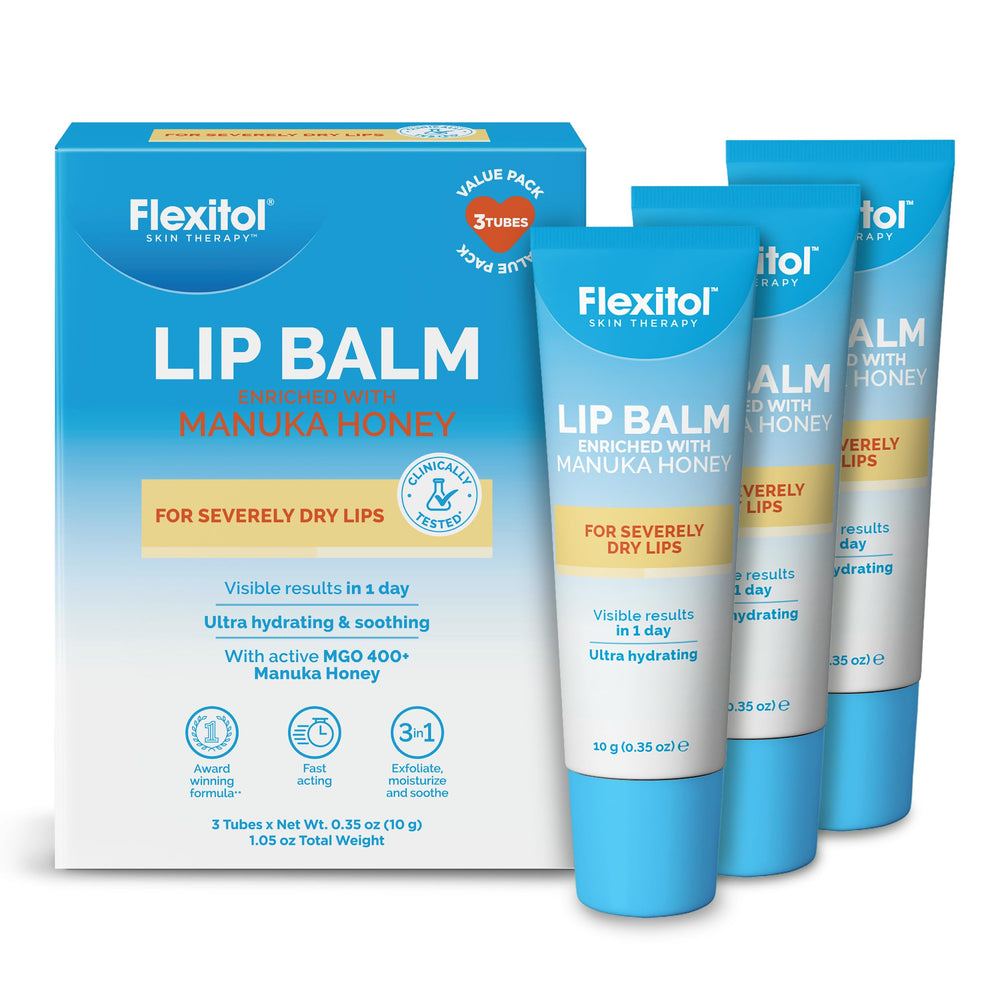 Flexitol Lip Balm envase-stick tres unidades, listo para llevar