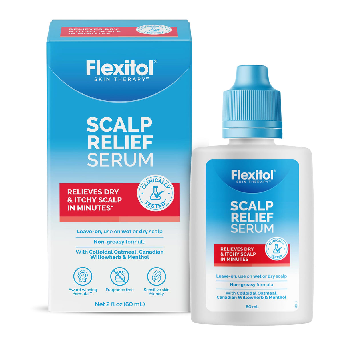 Flexitol suero para cuero cabelludo, alivio inmediato.