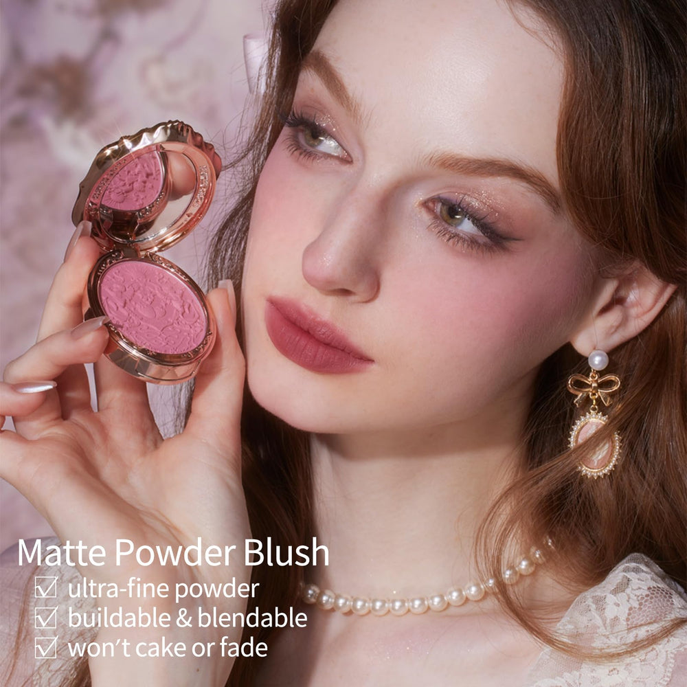 Flower Knows blush envase rococo, presentación premium para tocador.