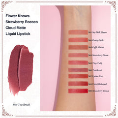 Flower Knows labial aplicador suave facilita cobertura uniforme.