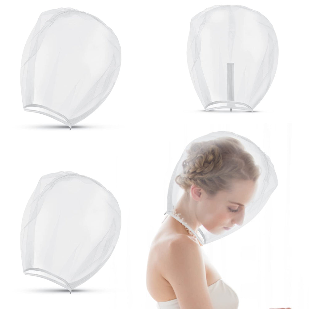 Flutesan protector de maquillaje blanco visto de frente, cubre cabeza y rostro para evitar manchas