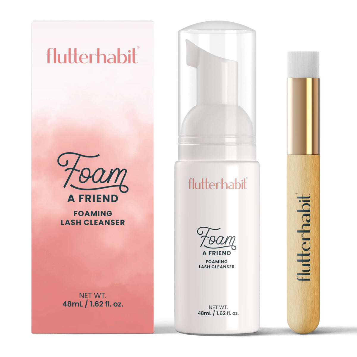 FlutterHabit limpiador-pestañas con aplicación-brocha para limpieza suave.
