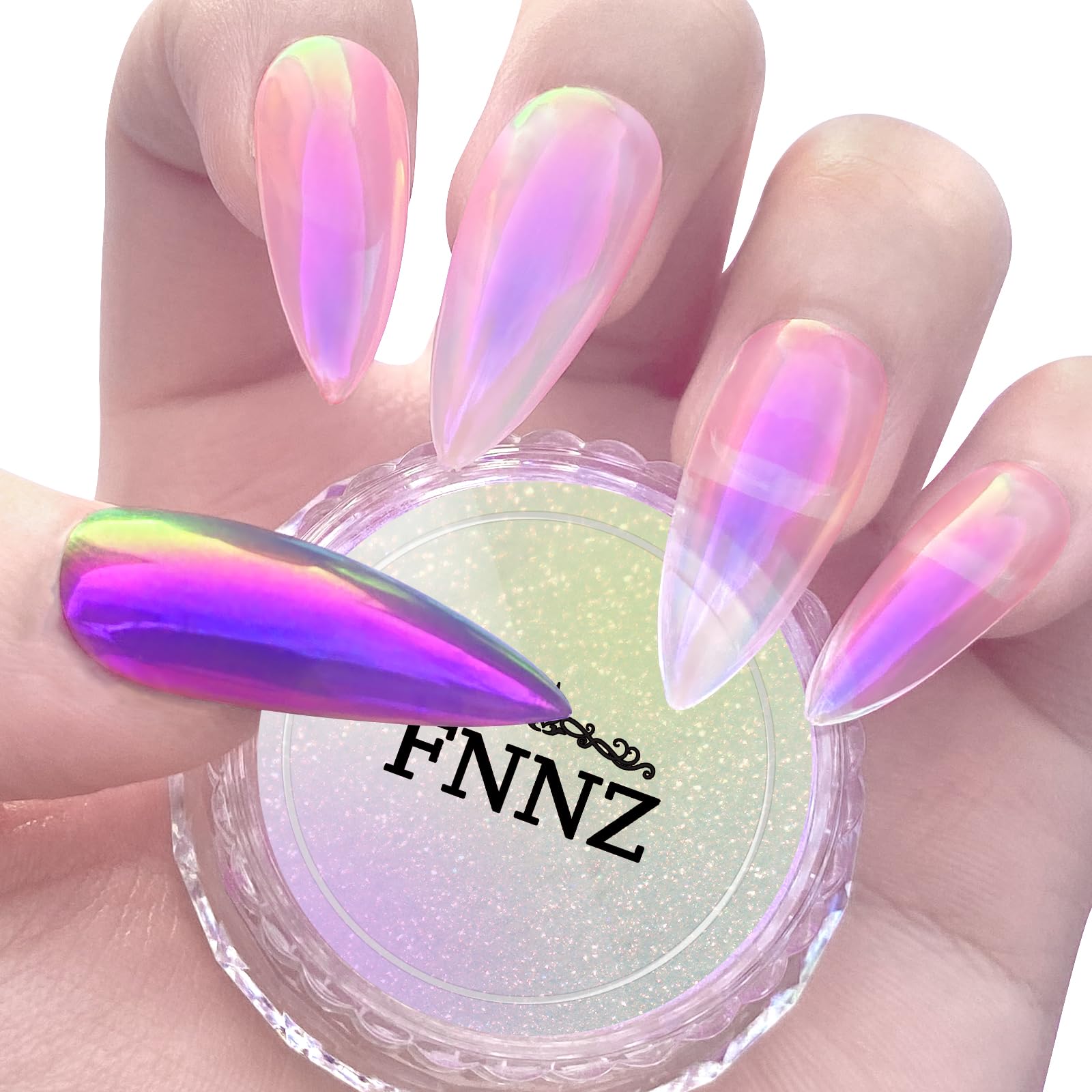 FNNZ polvo cromado unicornio botella para acabado espejo en uñas