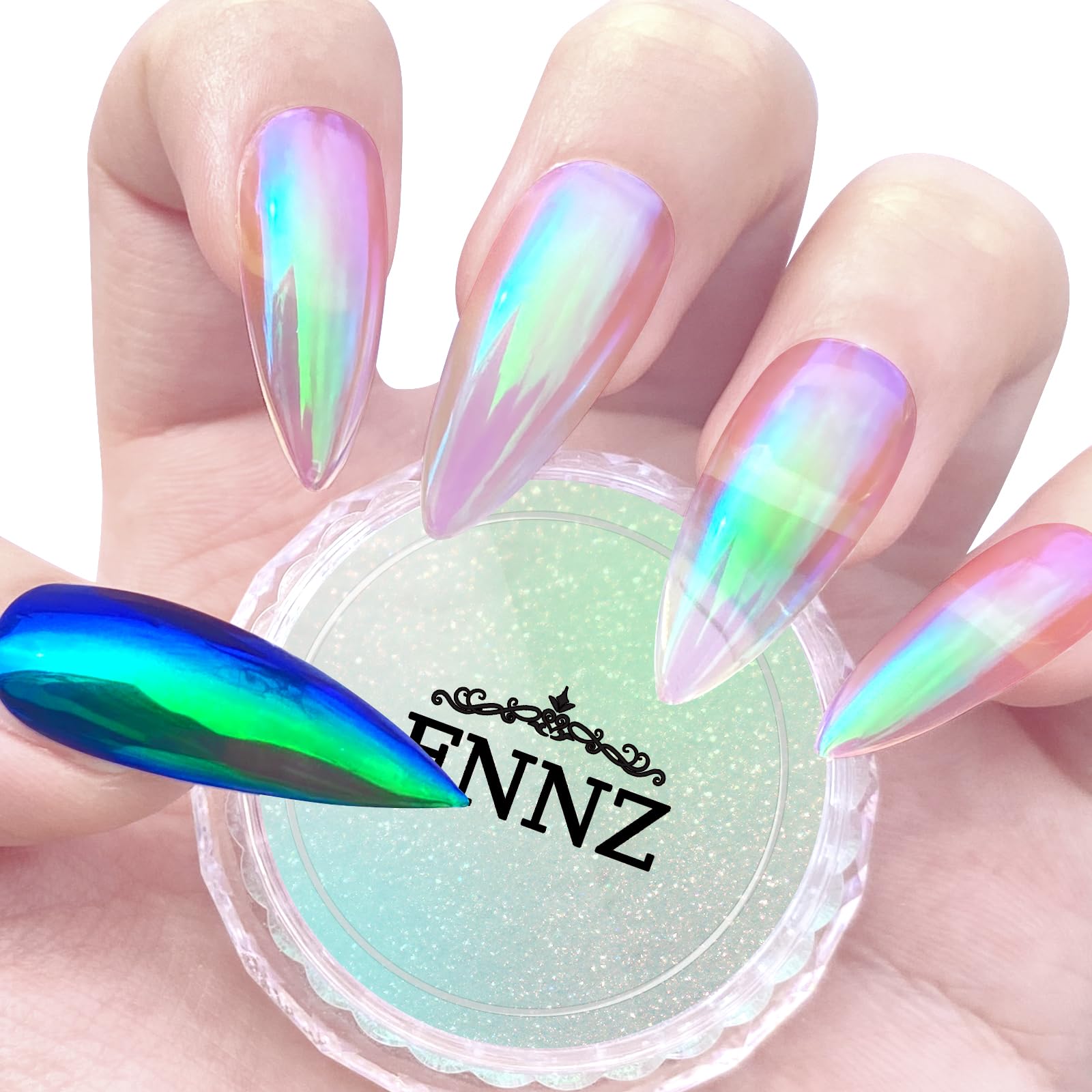 FNNZ Unicorn Chrome polvo envase para manicura en casa