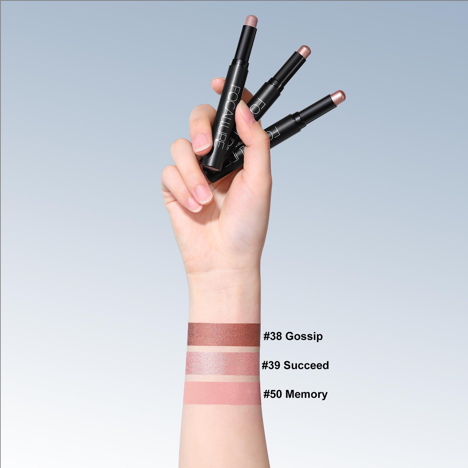 FOCALLURE crema sombra ojos barra Rose Mirage brillo para destacar ojos.